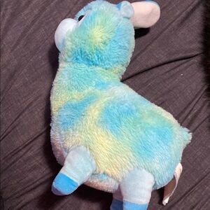 Colorful Plush Llama Toy with bunny ears.